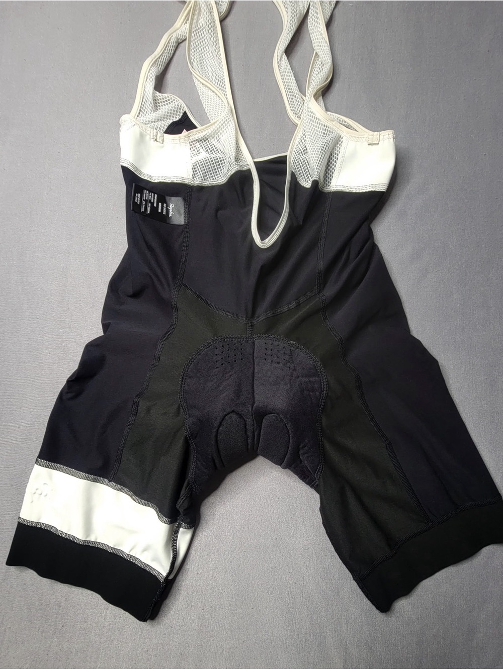 Rapha means black and white cyclist bib short and tights padded chamois size m